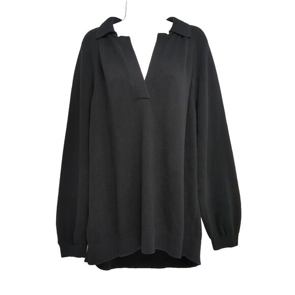 Free People Beach Drea Oversized Sweater Black Knit Boho Women's Small Pullover - Picture 1 of 5